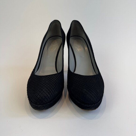 Sergio Rossi Black Snakeskin-look Pumps, EU 40 - Picture 1 of 16